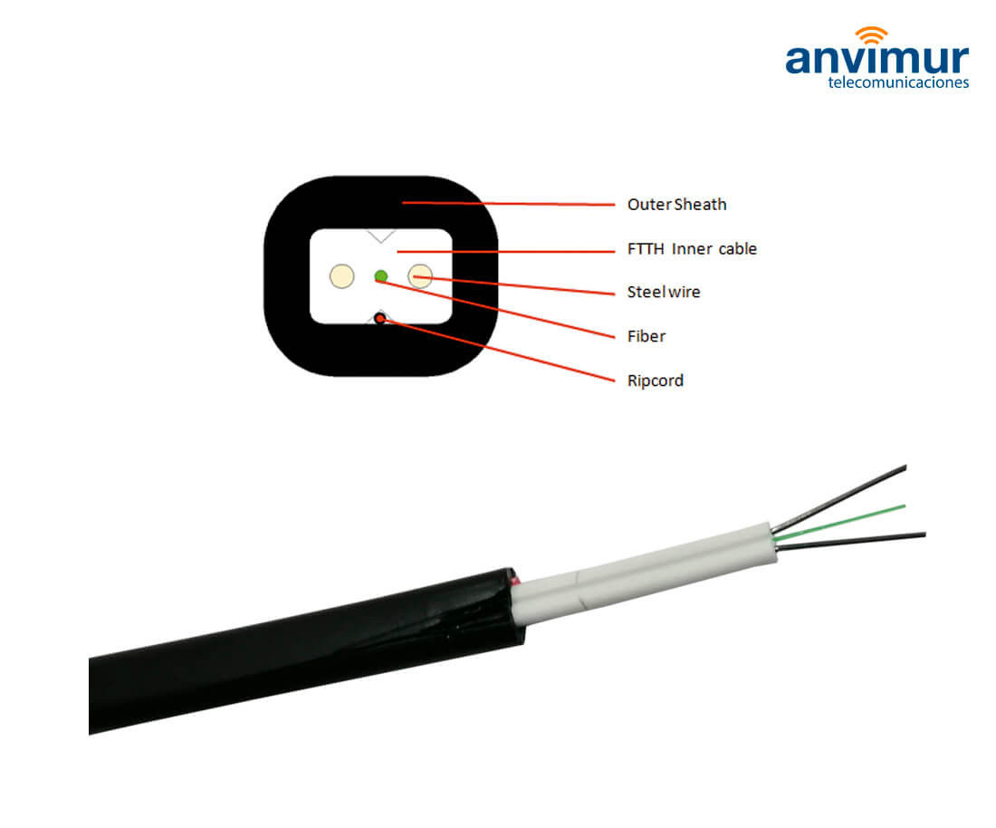 Reel cable cable with reinforced fibre + external PE FTTH 1 fibre